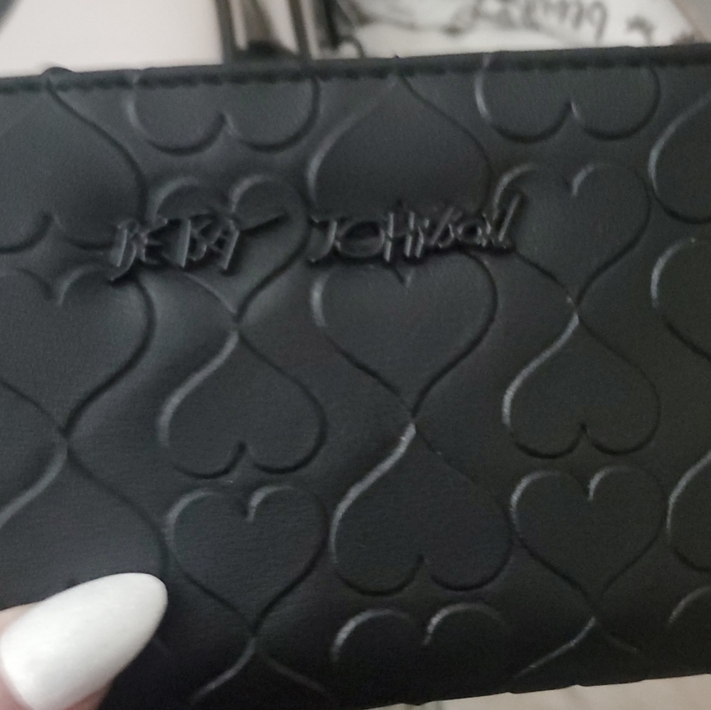 Betsey Johnson Black Embossed Heart Wallet